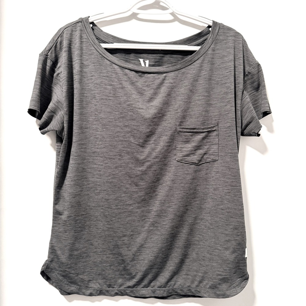 Vuori Lux Performance Tee Charcoal Heather Pocket Short Sleeve Size Small - Picture 2 of 7